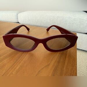 Miu Miu Look Alike Burgundy Oval Sunglasses